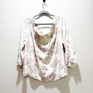 O'Neill White Mauve Floral Off The Shoulder Top Beach Resort Cruise Size L